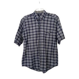 Reservoir Worldwide Men's Plaid Short Sleeve Button-Up Oxford Shirt Blue Size M